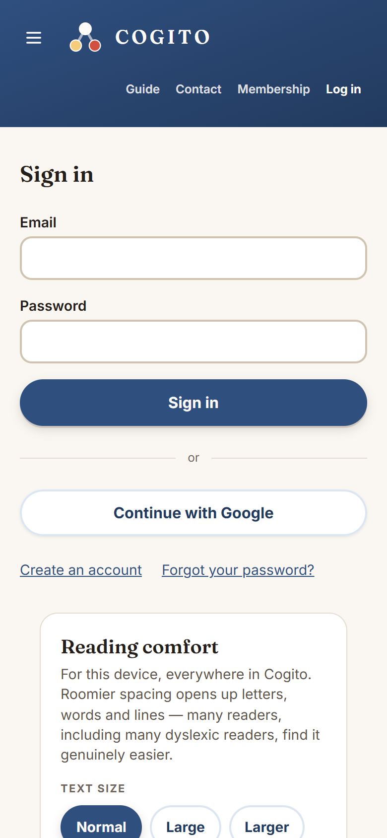 The sign-in screen.