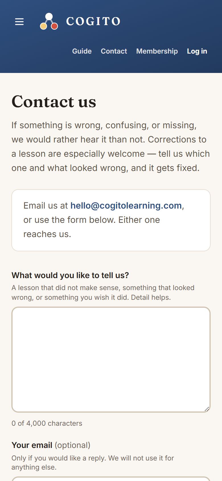 The contact page.