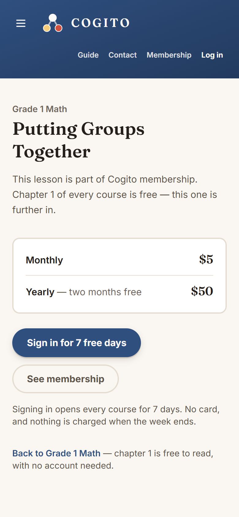 A lesson that needs a membership.
