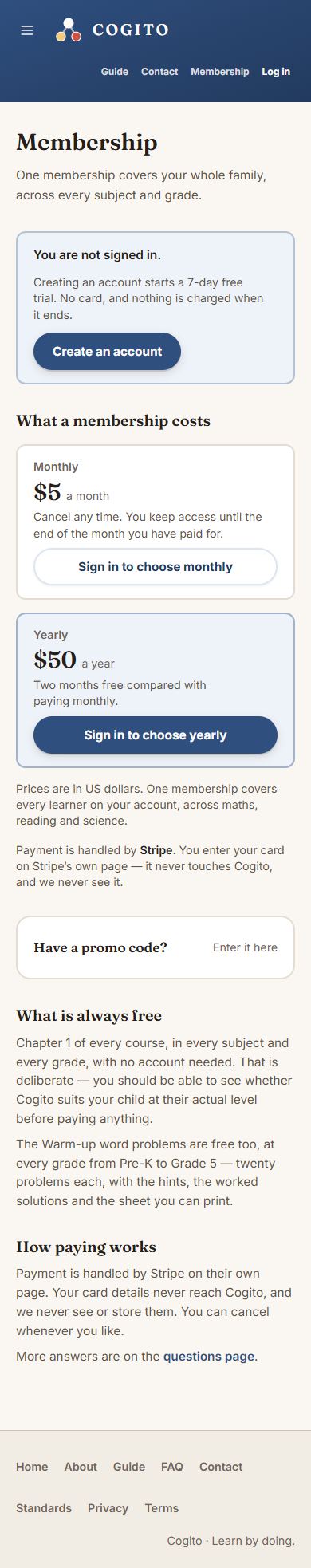 The membership page.