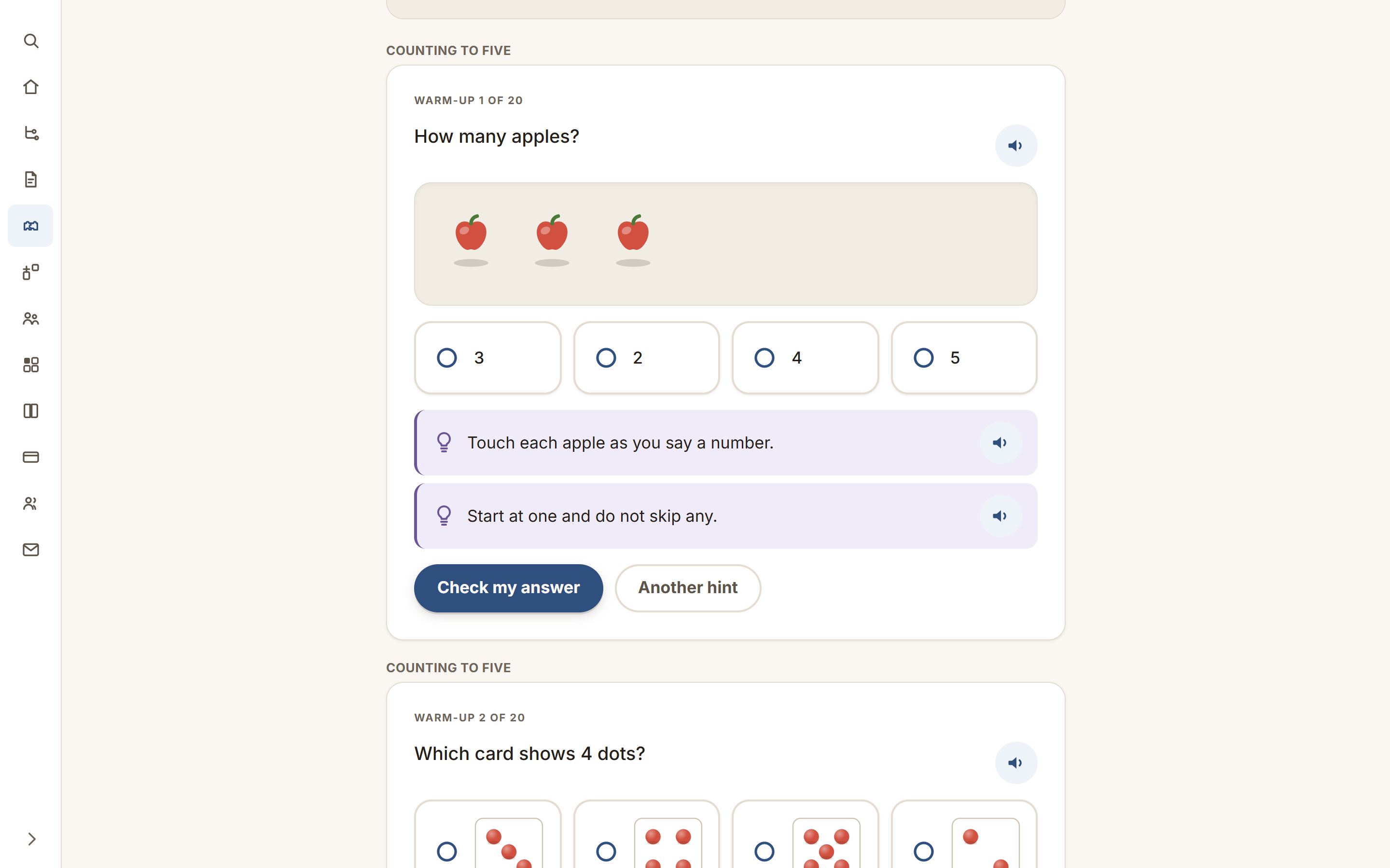 Each tap on the hint button reveals one more rung, and no more.
