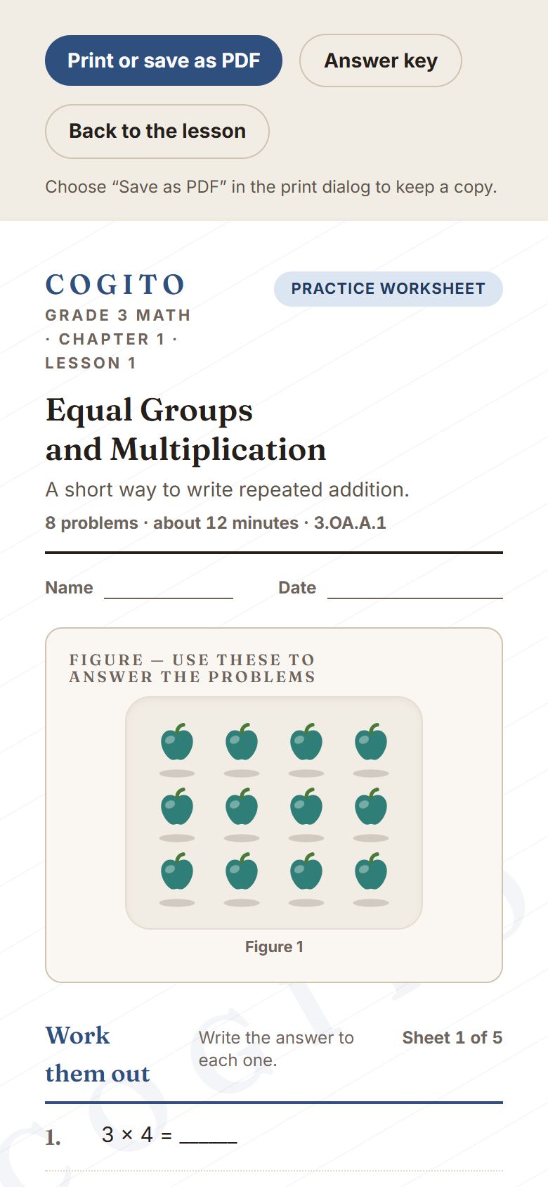 A worksheet, ready to print.